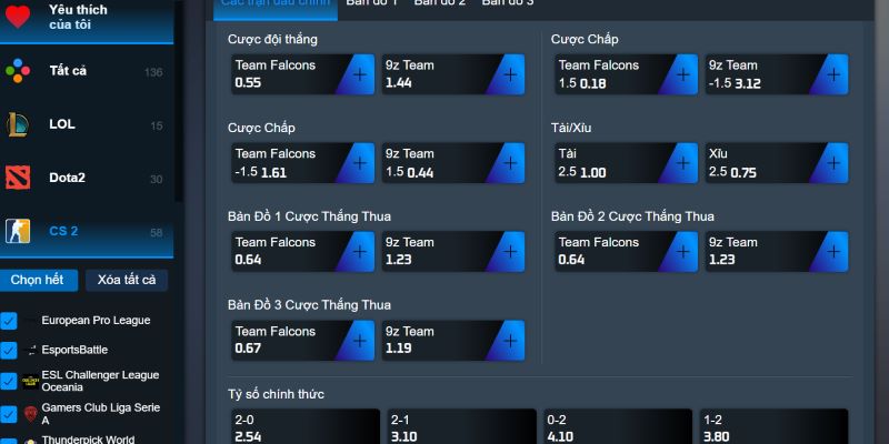 Các loại hình cá cược CSGO