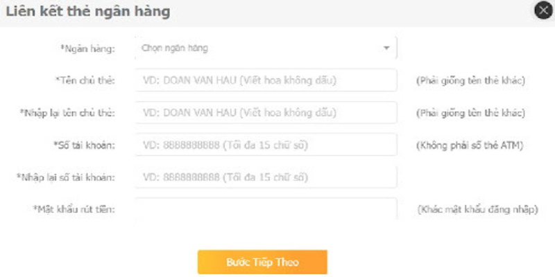 Luôn nhớ sử dụng tài khoản chính của trong quá trình rút tiền từ TP88